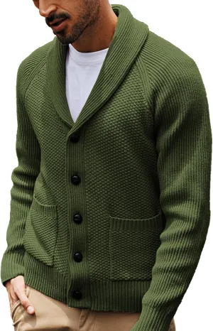 PJ PAUL JONES Mens Shawl Collar Cardigan Sweaters Knit Textured Sweater Button Down Cardigans