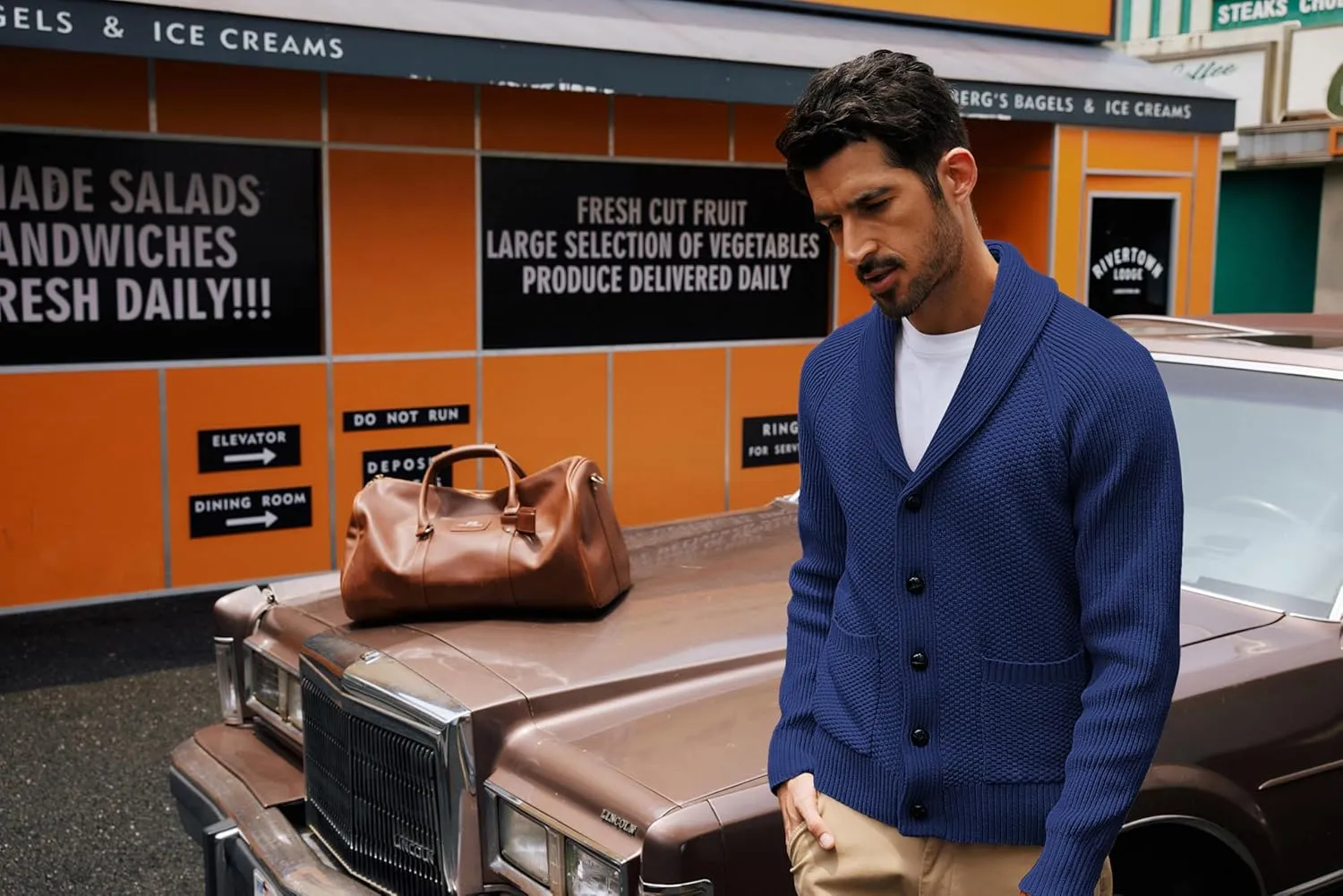 PJ PAUL JONES Mens Shawl Collar Cardigan Sweaters Knit Textured Sweater Button Down Cardigans