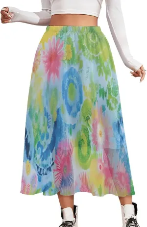Pleated Midi Skirts for Women, Elastic High Waisted Skirt Womens Summer Skirts