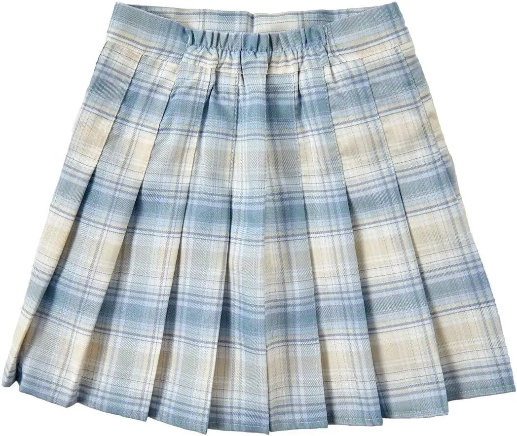 Pleated Mini Skirt High Waisted Tennis Skirts Skorts for Women Girls School Uniform Dress Cheer Skirt with Shorts,2T-4XL