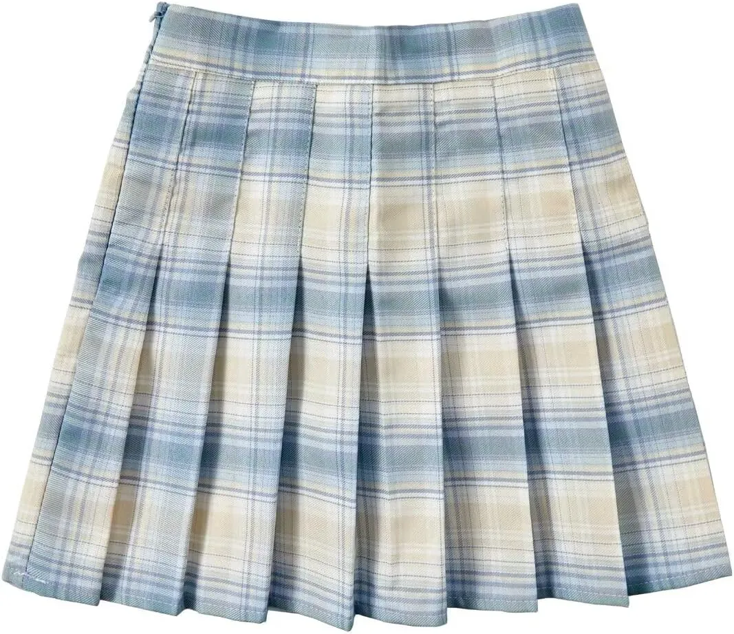 Pleated Mini Skirt High Waisted Tennis Skirts Skorts for Women Girls School Uniform Dress Cheer Skirt with Shorts,2T-4XL