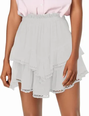 Pleated Skirts for Women Boho Tiered Flowy Short Skirt High Waist Mini Skirts Casual Summer Beach Outfits