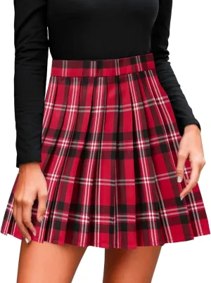 Pleated Skirts for Women Plus Size High Waist Pleated A Line Tummy Control Elastic Waist Skirt for Girls Trendy Clothes