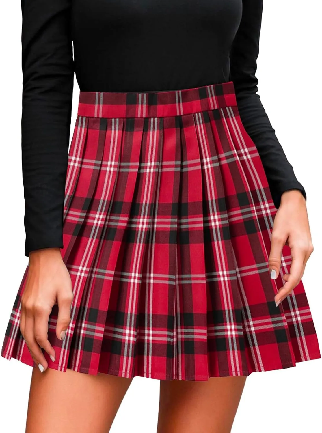 Pleated Skirts for Women Plus Size High Waist Pleated A Line Tummy Control Elastic Waist Skirt for Girls Trendy Clothes