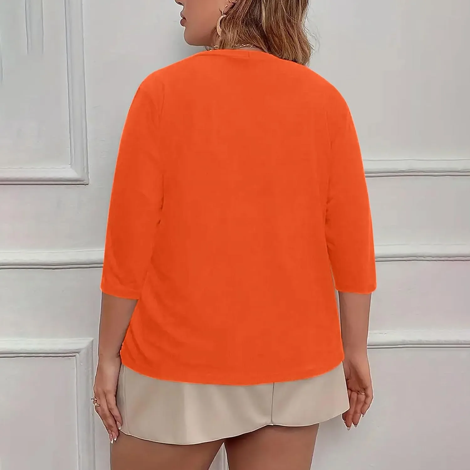 Plus Size Cardigan for Women Open Front Loose Business Casual Bolero Shrugs Short Sleeve Cropped Jacket 2024 Fall