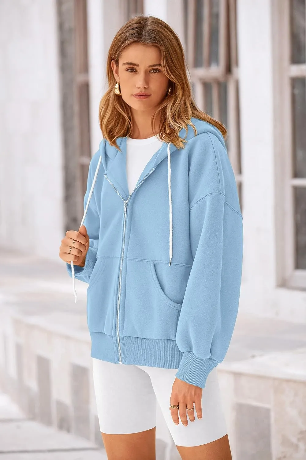 PRETTYGARDEN Women's 2025 Fall Oversized Hoodies Sweatshirt Long Sleeve Zip Up Pockets Loose Fit Y2K Winter Jackets Coat