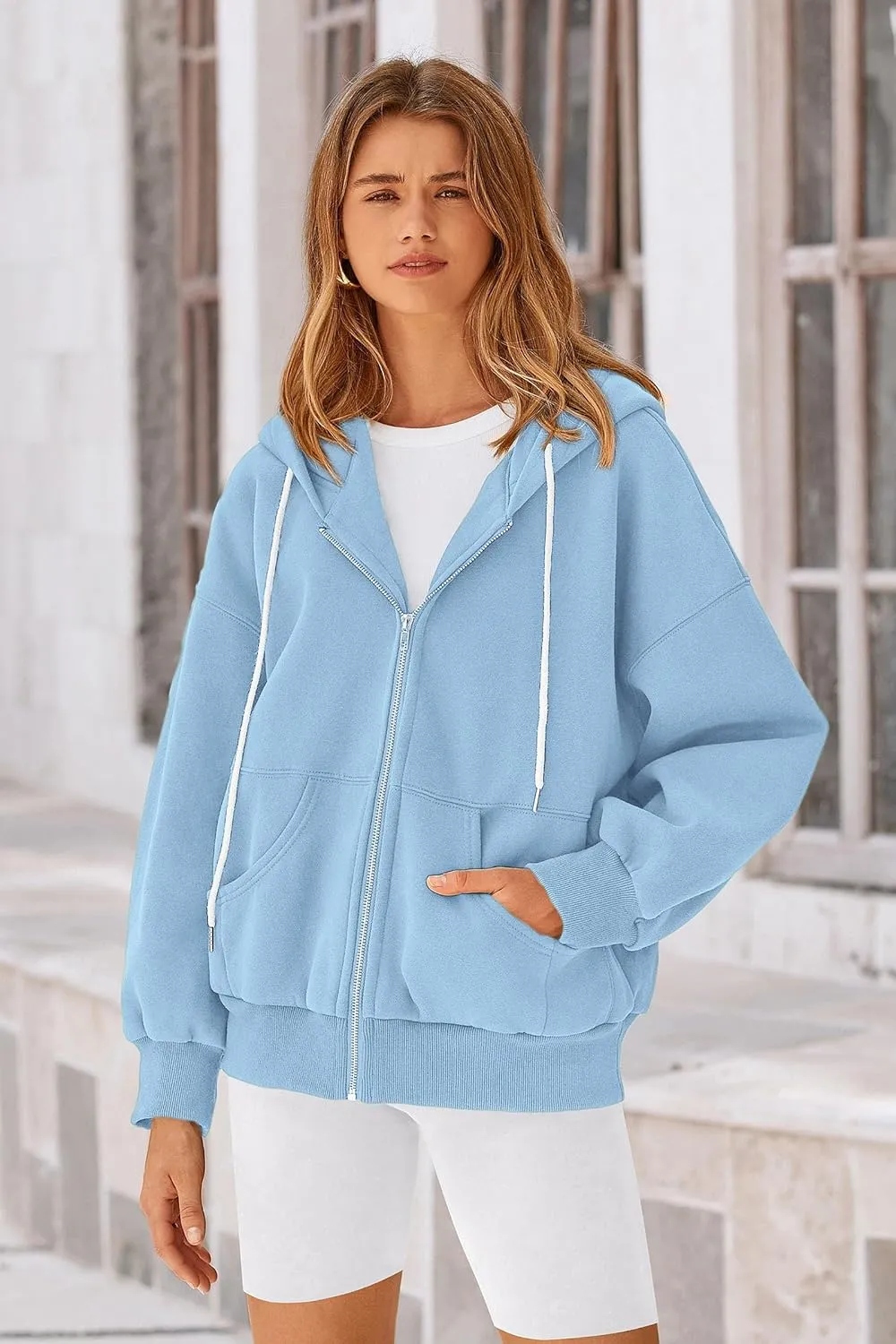 PRETTYGARDEN Women's 2025 Fall Oversized Hoodies Sweatshirt Long Sleeve Zip Up Pockets Loose Fit Y2K Winter Jackets Coat