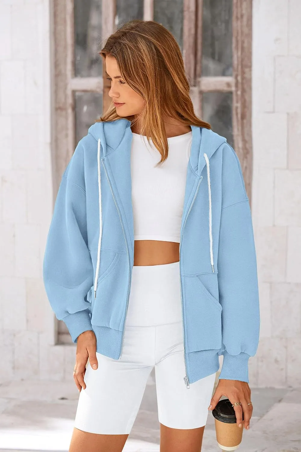 PRETTYGARDEN Women's 2025 Fall Oversized Hoodies Sweatshirt Long Sleeve Zip Up Pockets Loose Fit Y2K Winter Jackets Coat