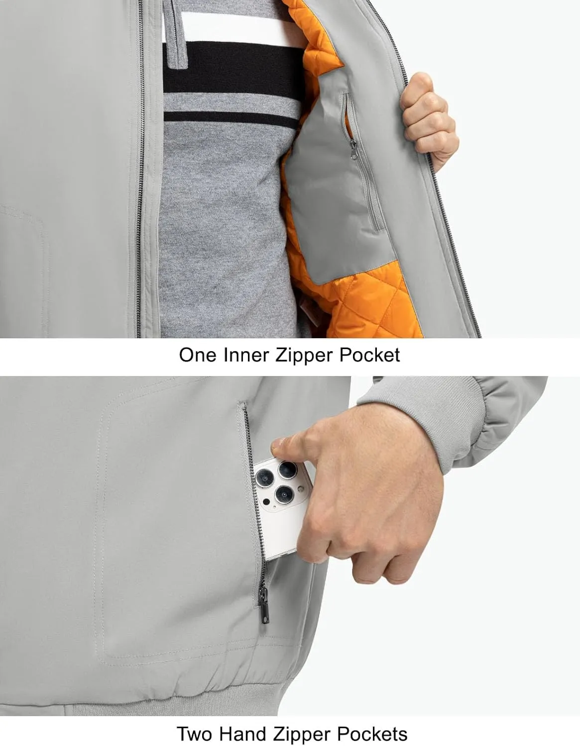 Rdruko Men's Winter Lightweight Bomber Jackets Windbreaker Golf Casual Fall Water Resistant Stylish Quilted Coat