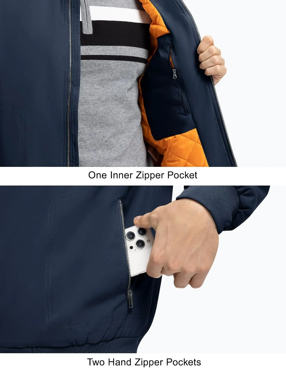 Rdruko Men's Winter Lightweight Bomber Jackets Windbreaker Golf Casual Fall Water Resistant Stylish Quilted Coat
