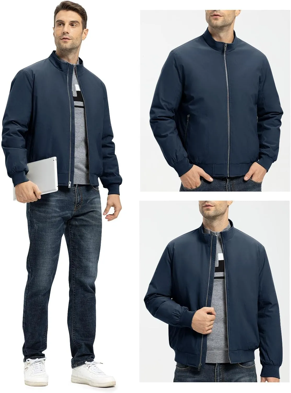 Rdruko Men's Winter Lightweight Bomber Jackets Windbreaker Golf Casual Fall Water Resistant Stylish Quilted Coat