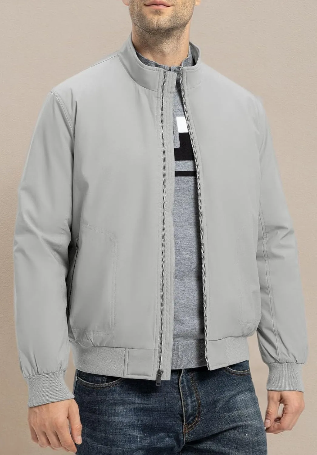 Rdruko Men's Winter Lightweight Bomber Jackets Windbreaker Golf Casual Fall Water Resistant Stylish Quilted Coat