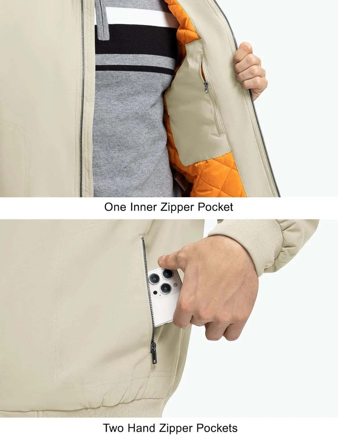 Rdruko Men's Winter Lightweight Bomber Jackets Windbreaker Golf Casual Fall Water Resistant Stylish Quilted Coat