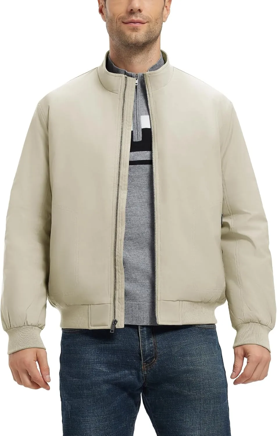Rdruko Men's Winter Lightweight Bomber Jackets Windbreaker Golf Casual Fall Water Resistant Stylish Quilted Coat