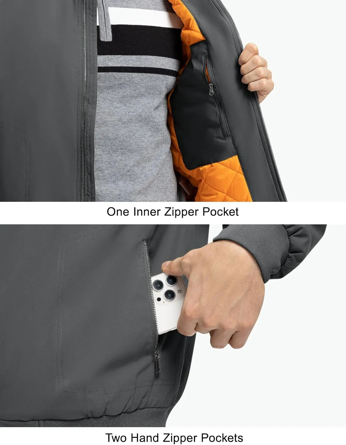 Rdruko Men's Winter Lightweight Bomber Jackets Windbreaker Golf Casual Fall Water Resistant Stylish Quilted Coat