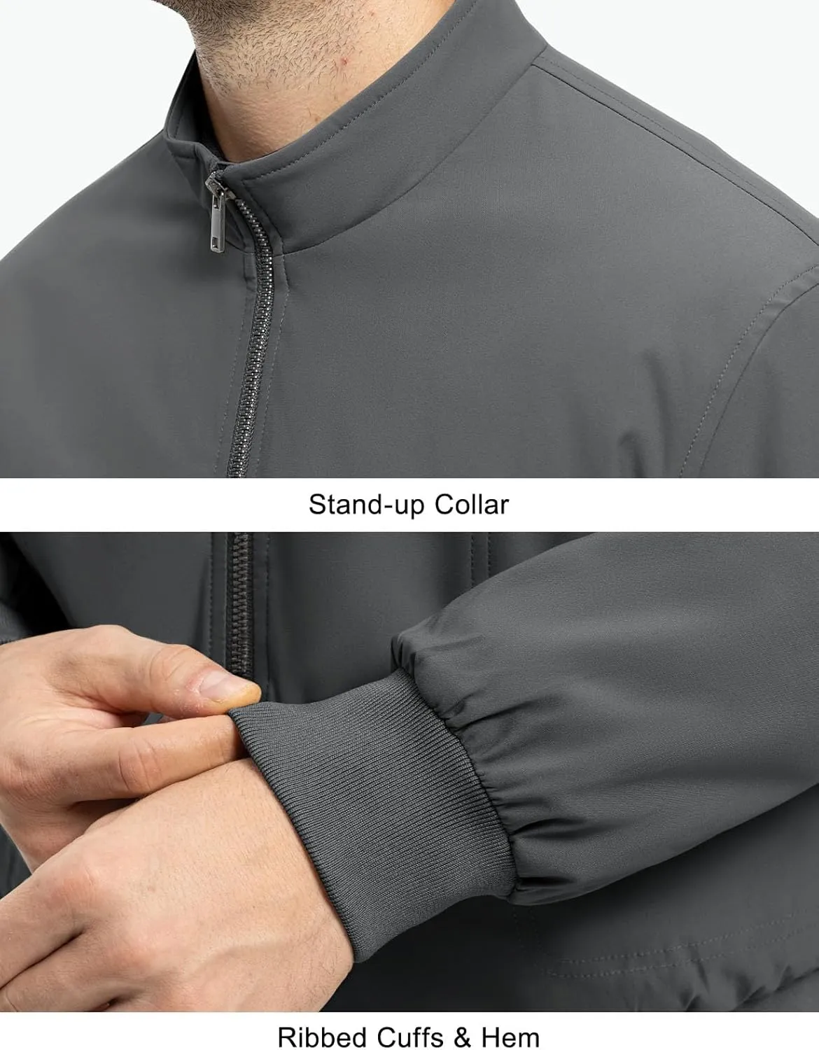 Rdruko Men's Winter Lightweight Bomber Jackets Windbreaker Golf Casual Fall Water Resistant Stylish Quilted Coat