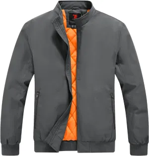 Rdruko Men's Winter Lightweight Bomber Jackets Windbreaker Golf Casual Fall Water Resistant Stylish Quilted Coat