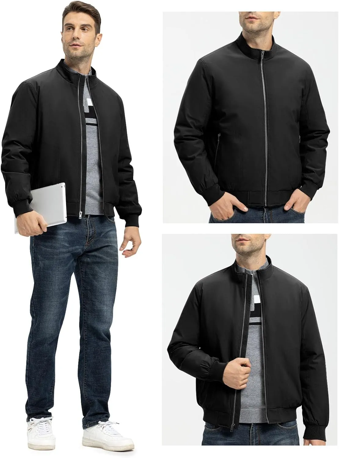 Rdruko Men's Winter Lightweight Bomber Jackets Windbreaker Golf Casual Fall Water Resistant Stylish Quilted Coat