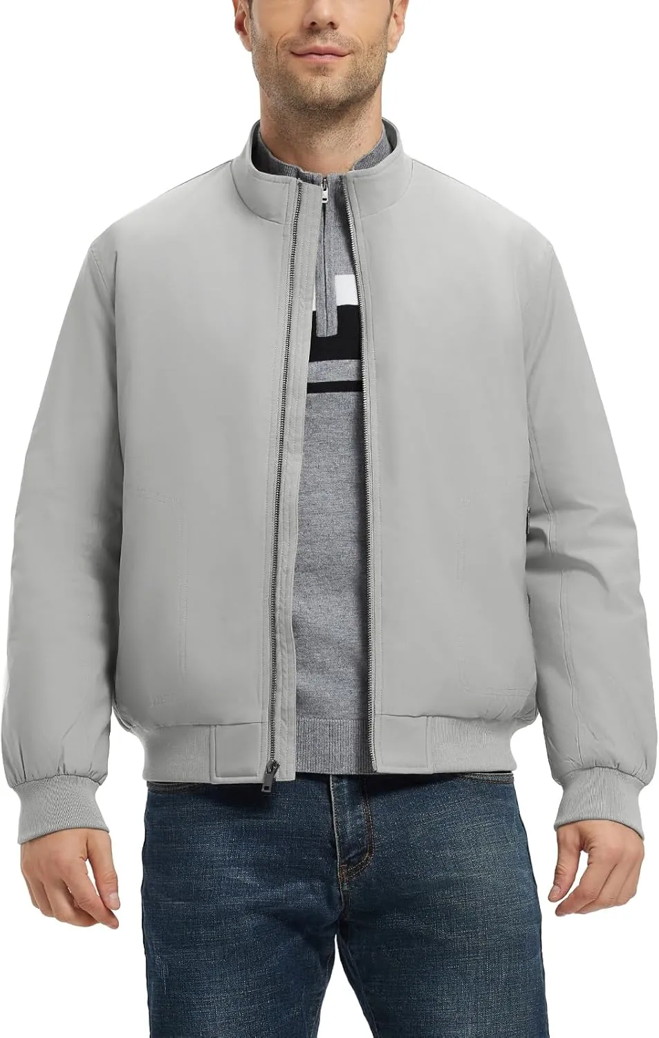 Rdruko Men's Winter Lightweight Bomber Jackets Windbreaker Golf Casual Fall Water Resistant Stylish Quilted Coat