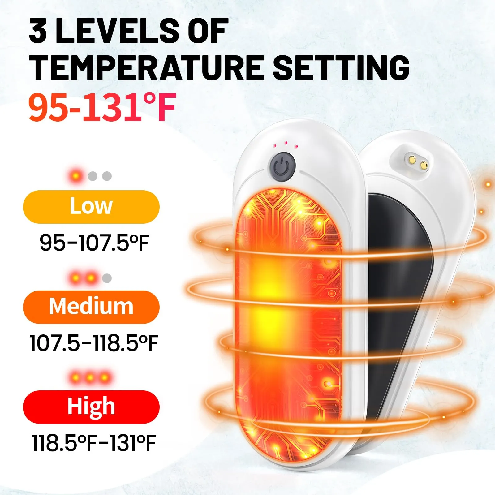 Rechargeable Hand Warmers 2-Pack with Case
