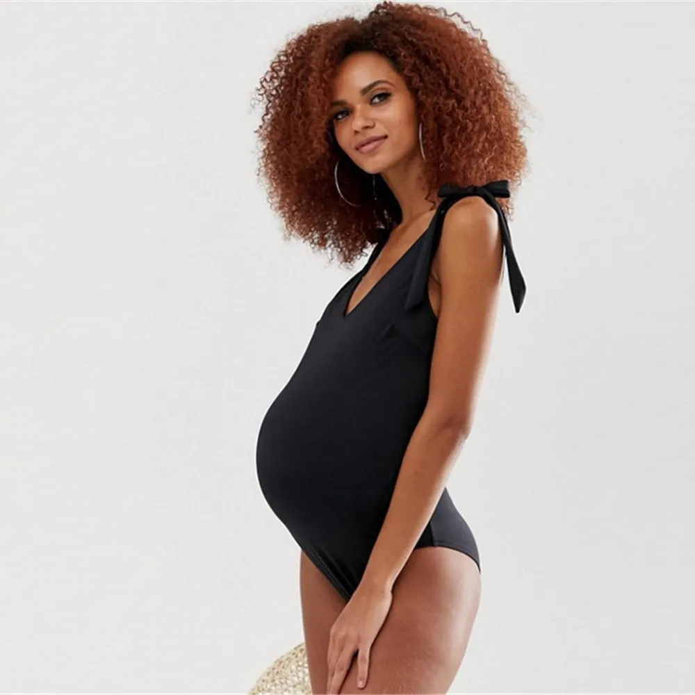 Ribbon Strap Maternity Swimsuit