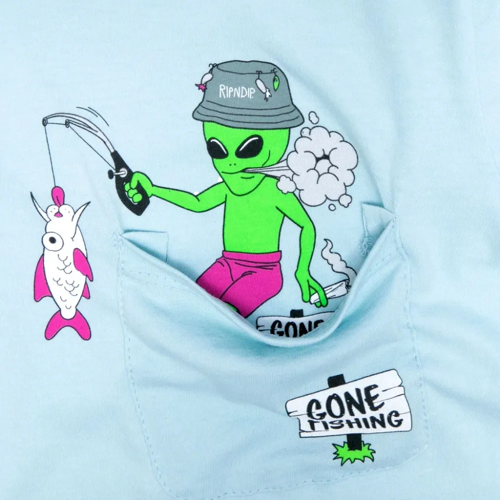 RIPNDIP GONE FISHING POCKET TEE-BLUE