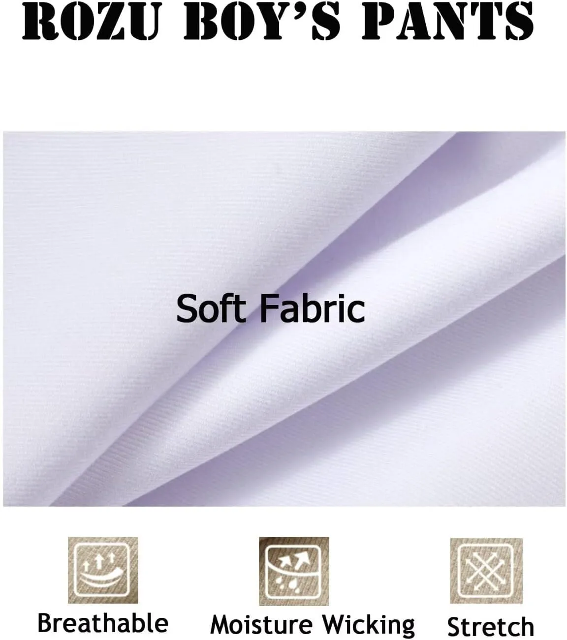 ROZU Boys Dress Pants Flat Front School Uniform Pants for Boys Toddler Kids Formal Belt Loops Boys Suit Pants 2T-20