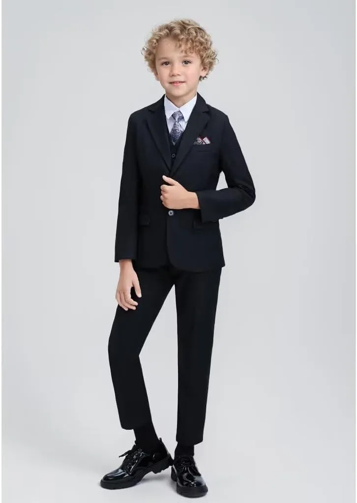 ROZU Boys Dress Pants Flat Front School Uniform Pants for Boys Toddler Kids Formal Belt Loops Boys Suit Pants 2T-20