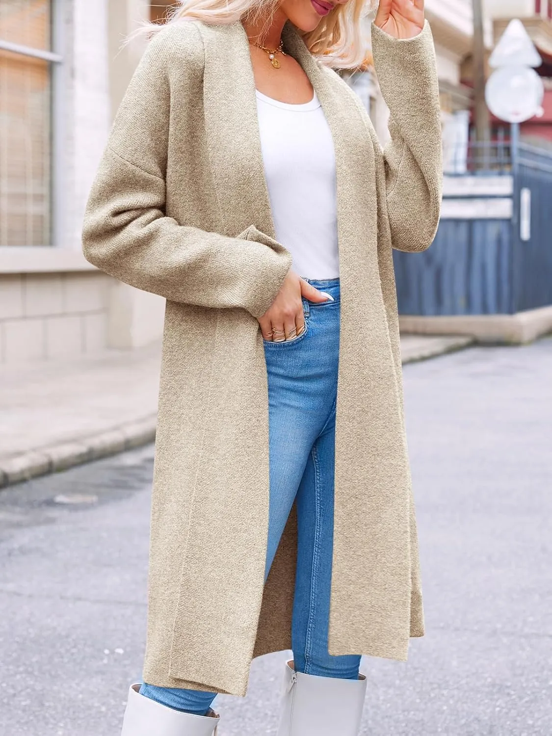 Saodimallsu Womens Long Cardigan Sweaters Chunky Open Front Oversized Slouchy Knit Fall Trendy Coatigan Jackets