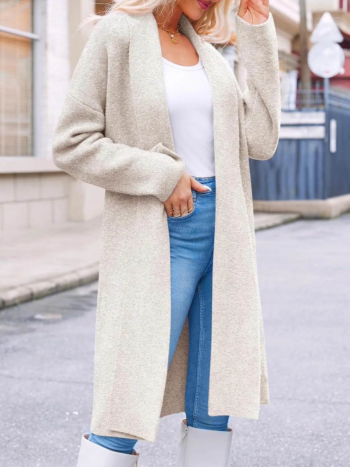 Saodimallsu Womens Long Cardigan Sweaters Chunky Open Front Oversized Slouchy Knit Fall Trendy Coatigan Jackets