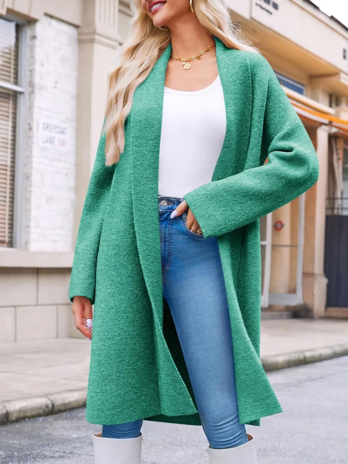 Saodimallsu Womens Long Cardigan Sweaters Chunky Open Front Oversized Slouchy Knit Fall Trendy Coatigan Jackets