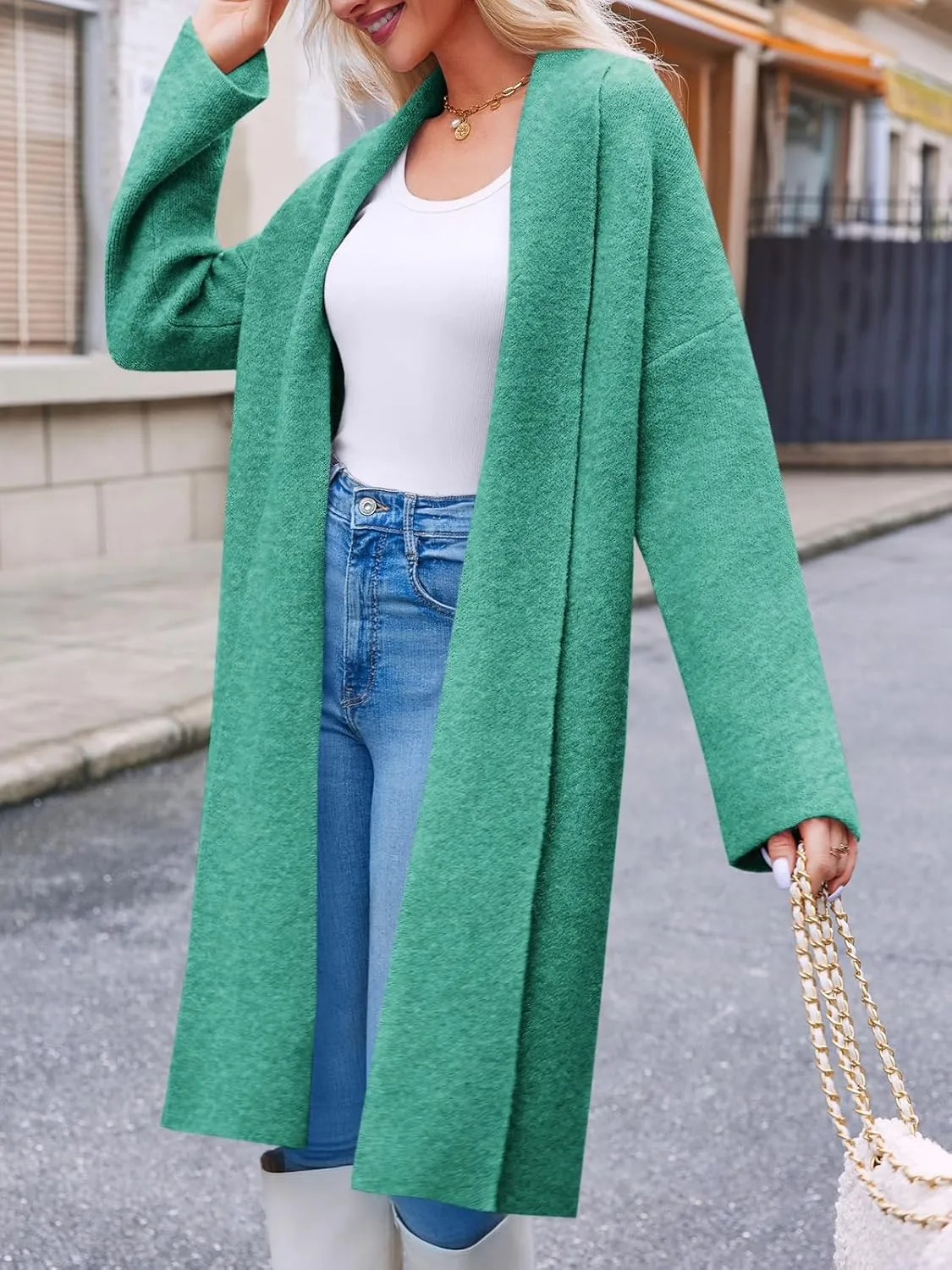 Saodimallsu Womens Long Cardigan Sweaters Chunky Open Front Oversized Slouchy Knit Fall Trendy Coatigan Jackets