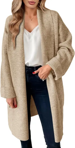 Saodimallsu Womens Long Cardigan Sweaters Chunky Open Front Oversized Slouchy Knit Fall Trendy Coatigan Jackets