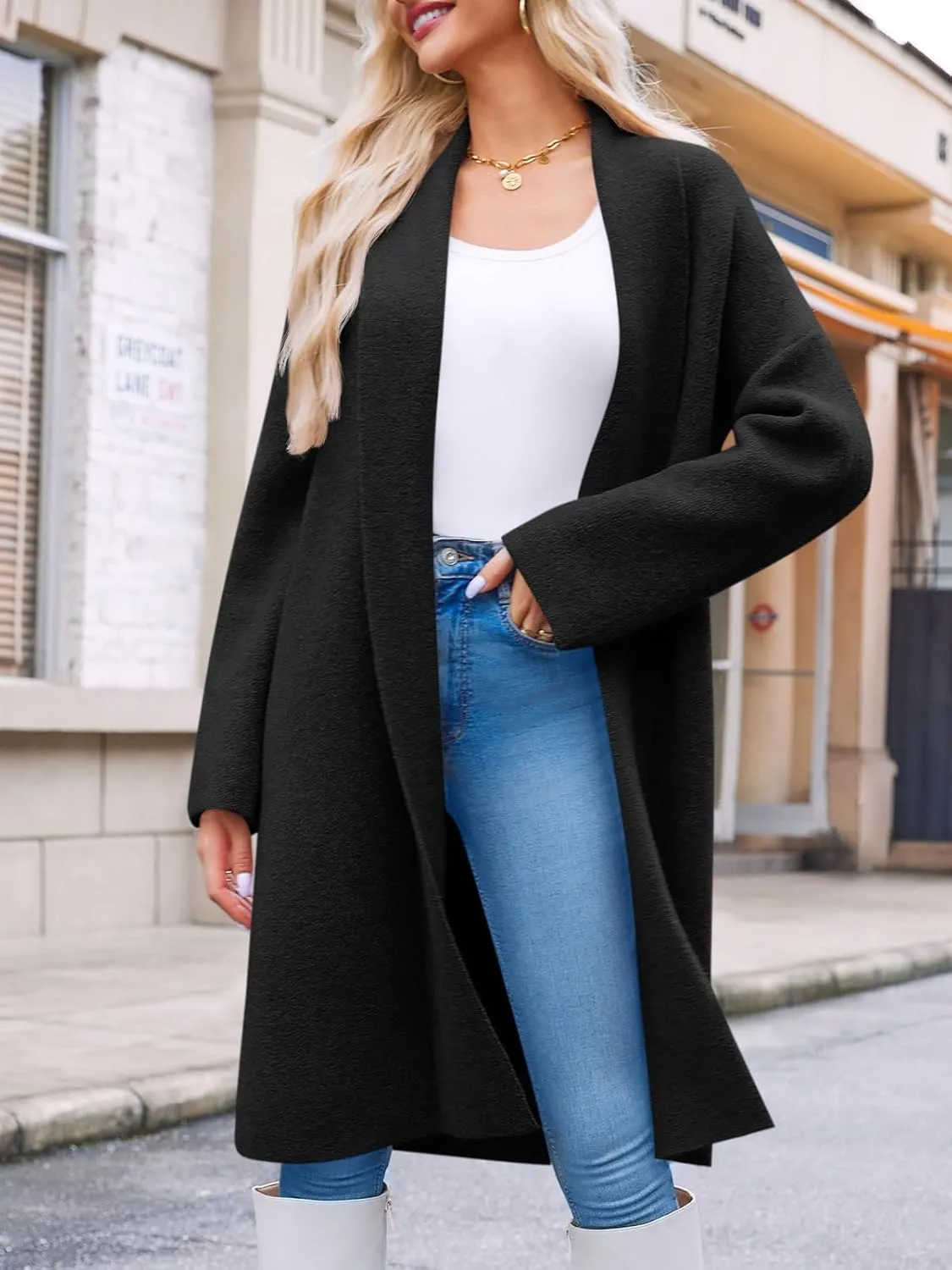 Saodimallsu Womens Long Cardigan Sweaters Chunky Open Front Oversized Slouchy Knit Fall Trendy Coatigan Jackets
