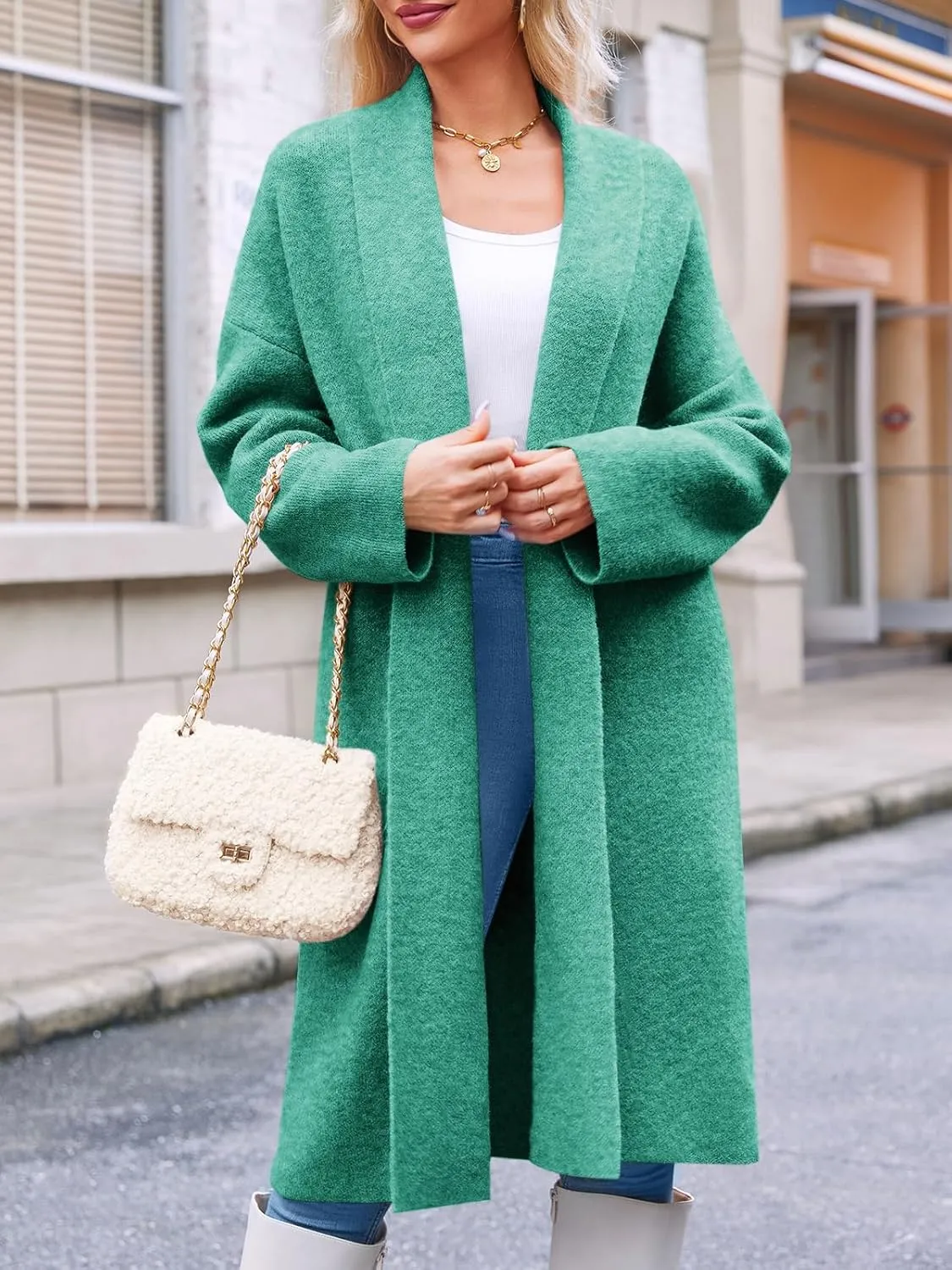 Saodimallsu Womens Long Cardigan Sweaters Chunky Open Front Oversized Slouchy Knit Fall Trendy Coatigan Jackets