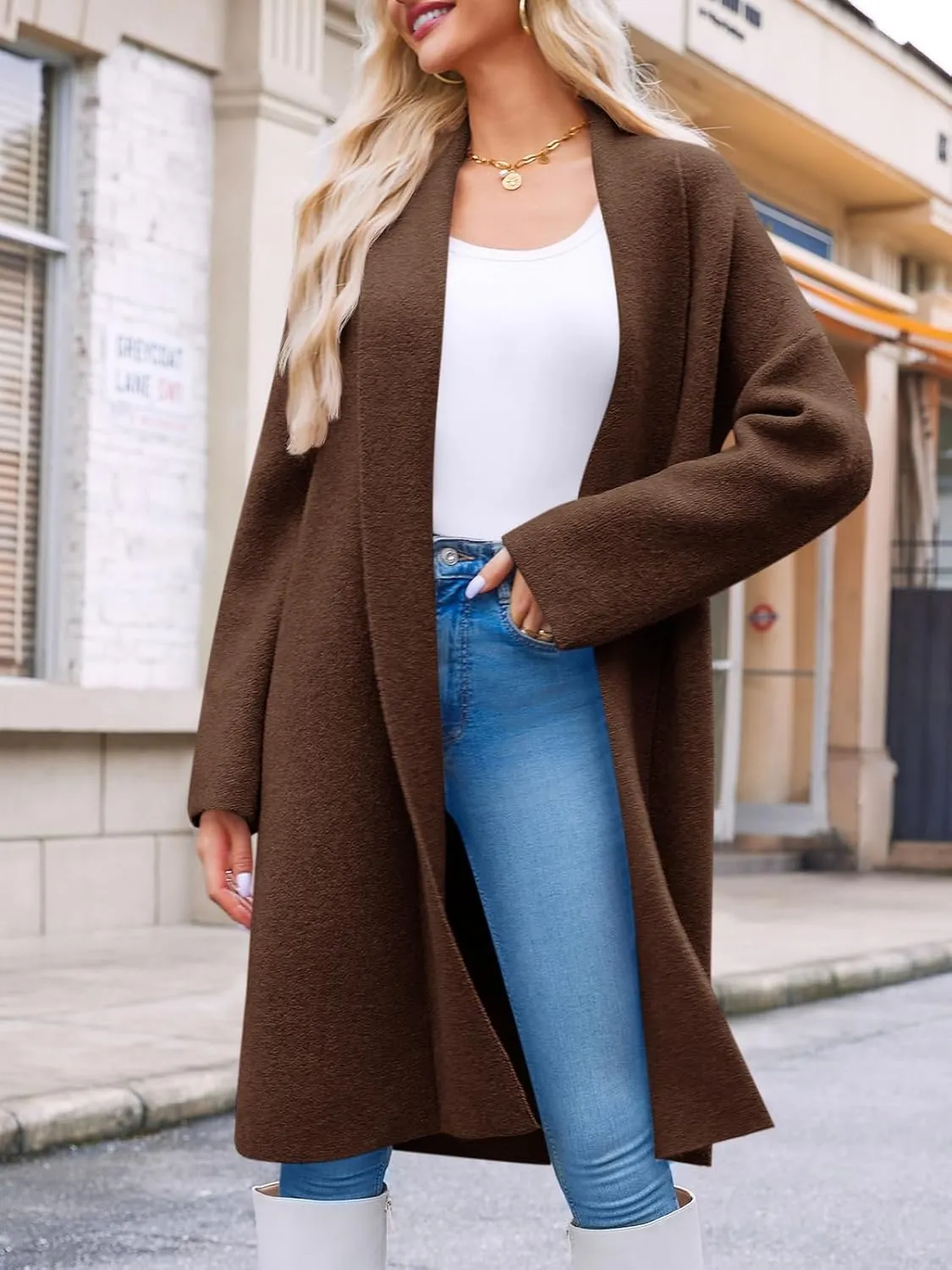 Saodimallsu Womens Long Cardigan Sweaters Chunky Open Front Oversized Slouchy Knit Fall Trendy Coatigan Jackets