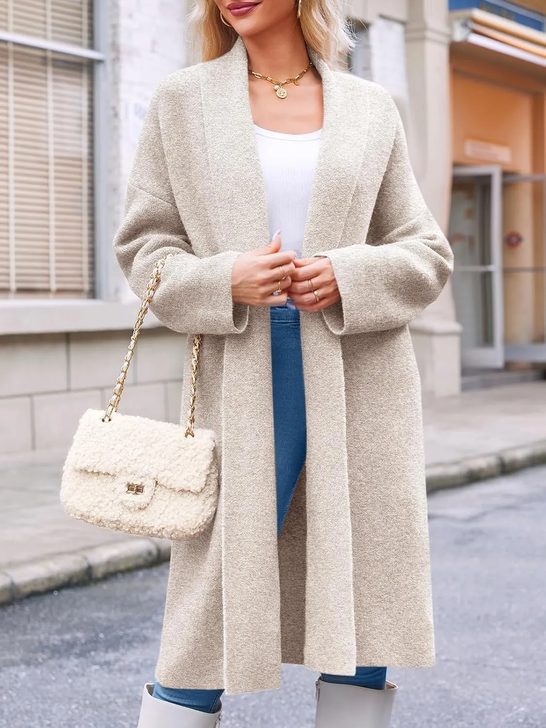 Saodimallsu Womens Long Cardigan Sweaters Chunky Open Front Oversized Slouchy Knit Fall Trendy Coatigan Jackets