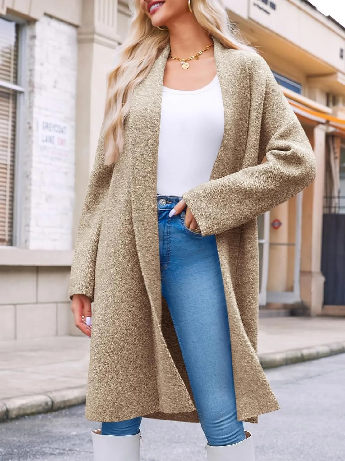 Saodimallsu Womens Long Cardigan Sweaters Chunky Open Front Oversized Slouchy Knit Fall Trendy Coatigan Jackets