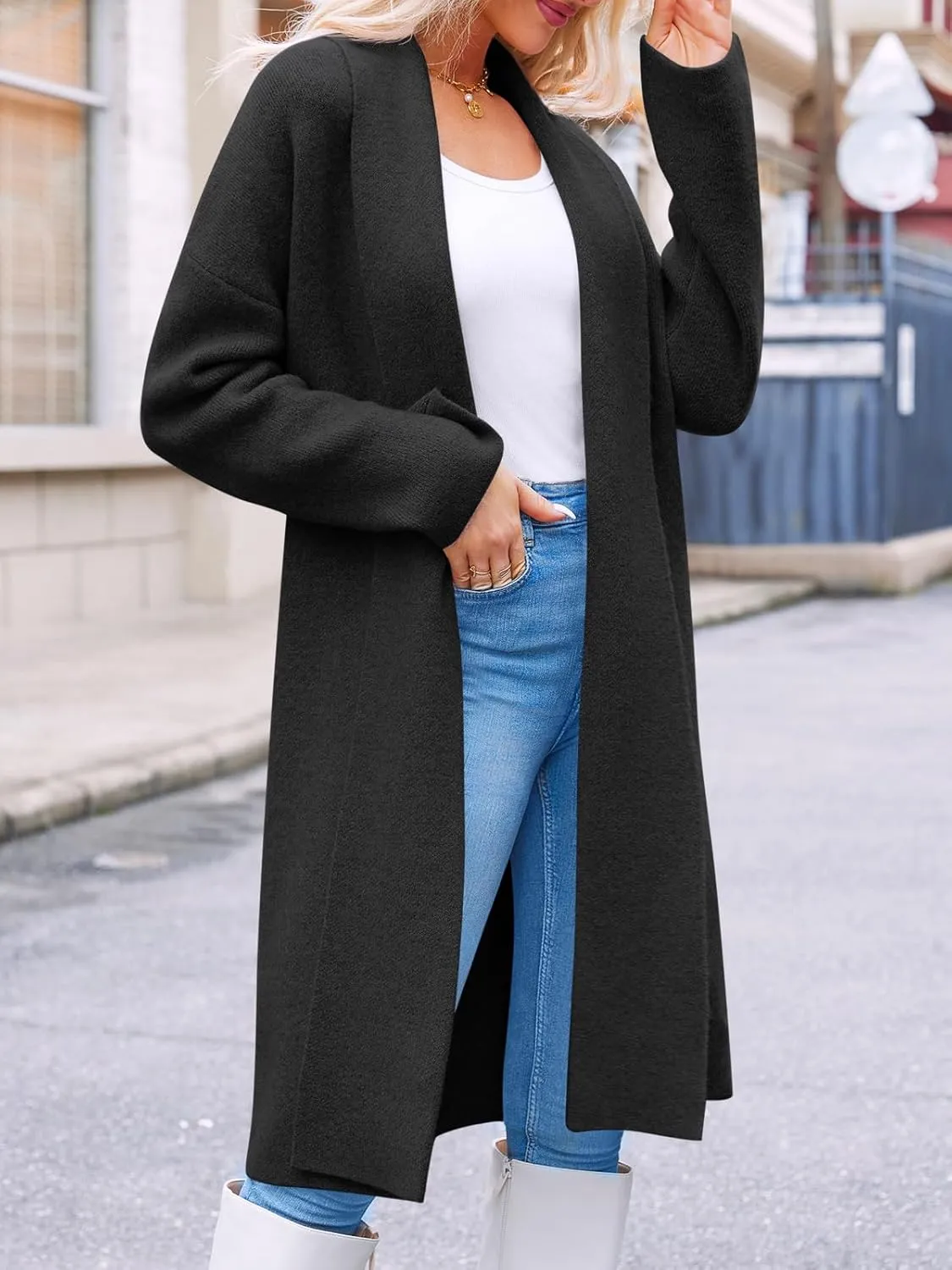 Saodimallsu Womens Long Cardigan Sweaters Chunky Open Front Oversized Slouchy Knit Fall Trendy Coatigan Jackets