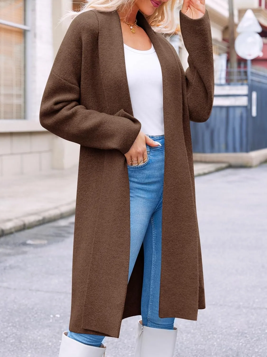 Saodimallsu Womens Long Cardigan Sweaters Chunky Open Front Oversized Slouchy Knit Fall Trendy Coatigan Jackets