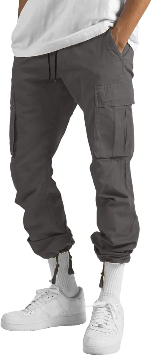 sdbrld Cargo Pants For Men Men's Fashion Relaxed Fit Beach Pants Streetwear Baggy Trousers Cargo Pants with Zipper Pockets