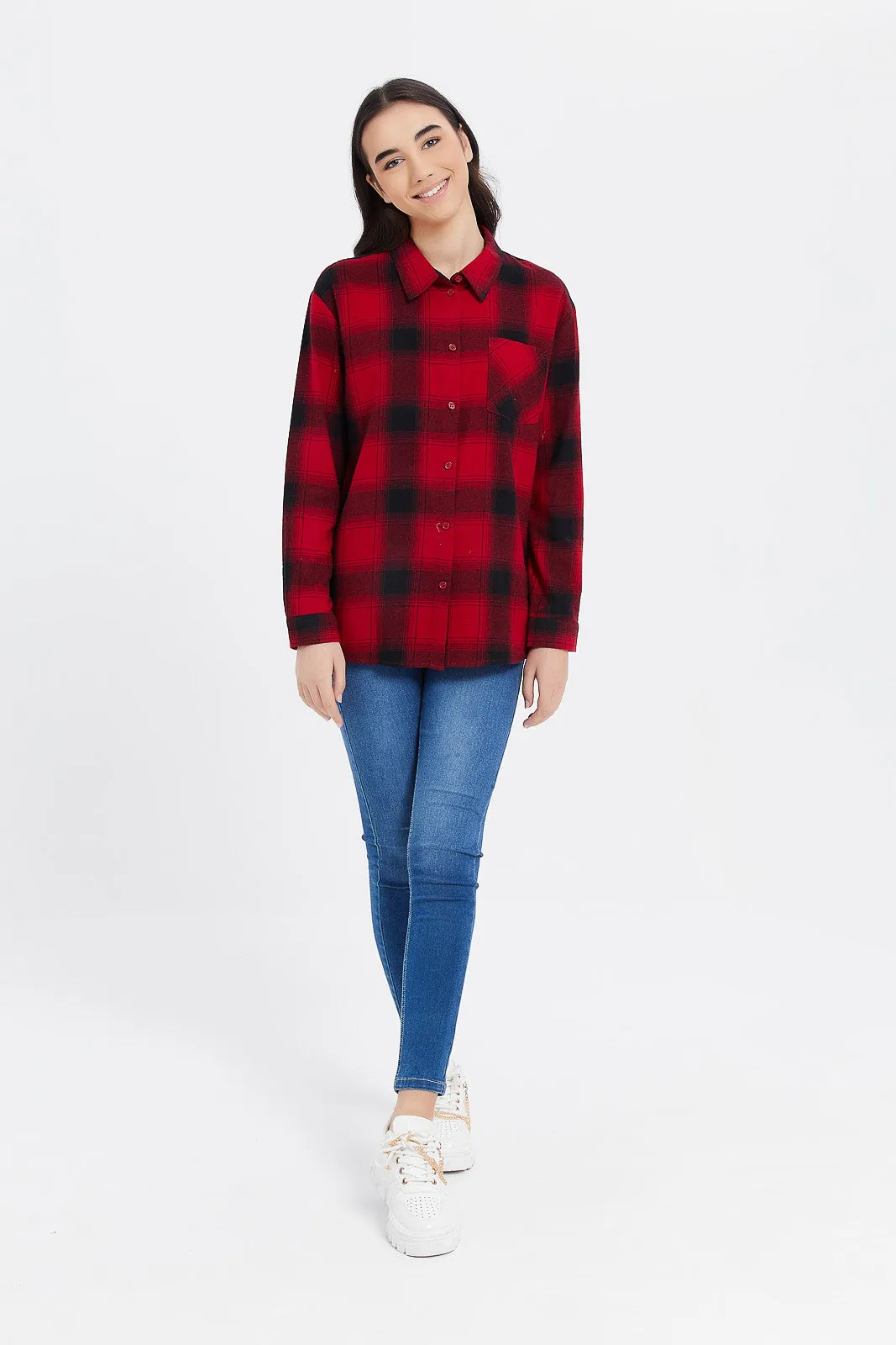 Senior Girls Red Check Shirt