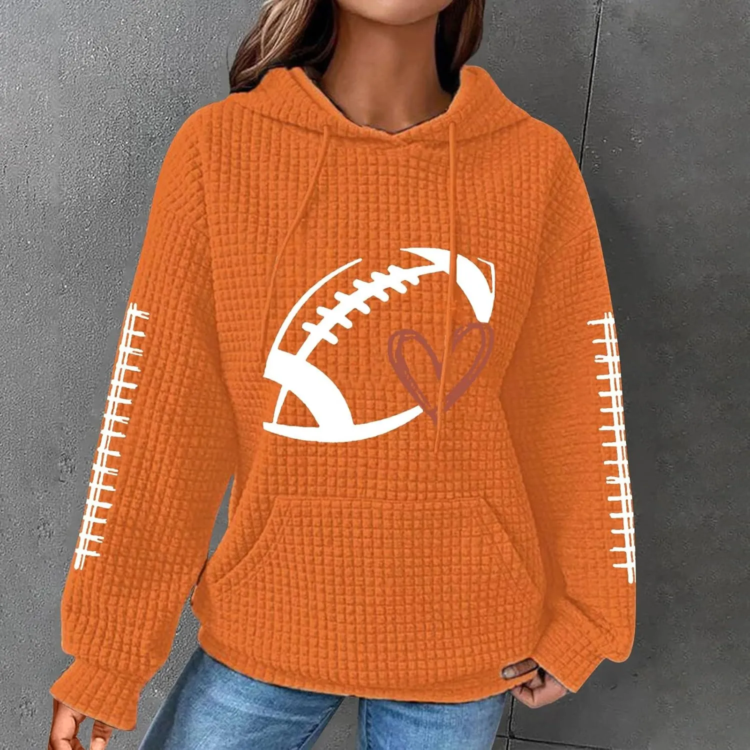 SHAOBGE Women Waffle Knit Cute Hoodies Drawstring Pullover Sweatshirts Fashion Casual Sweaters Comfy Fall Clothes Outfits