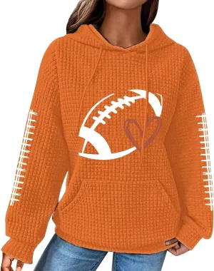 SHAOBGE Women Waffle Knit Cute Hoodies Drawstring Pullover Sweatshirts Fashion Casual Sweaters Comfy Fall Clothes Outfits
