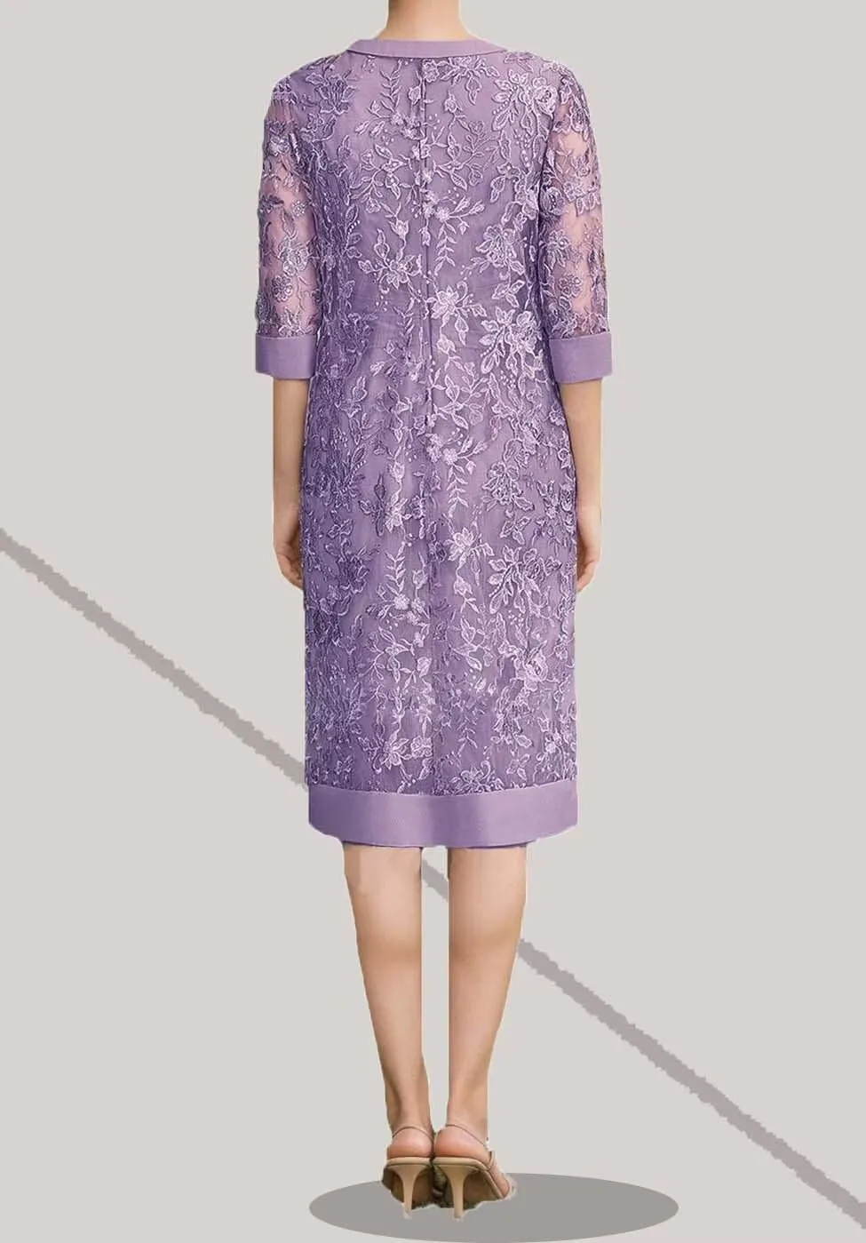 Short Sleeve Mother of The Bride Dresses with Jackets Laces Chiffon 2 Piece Formal Party Gowns Tea Length