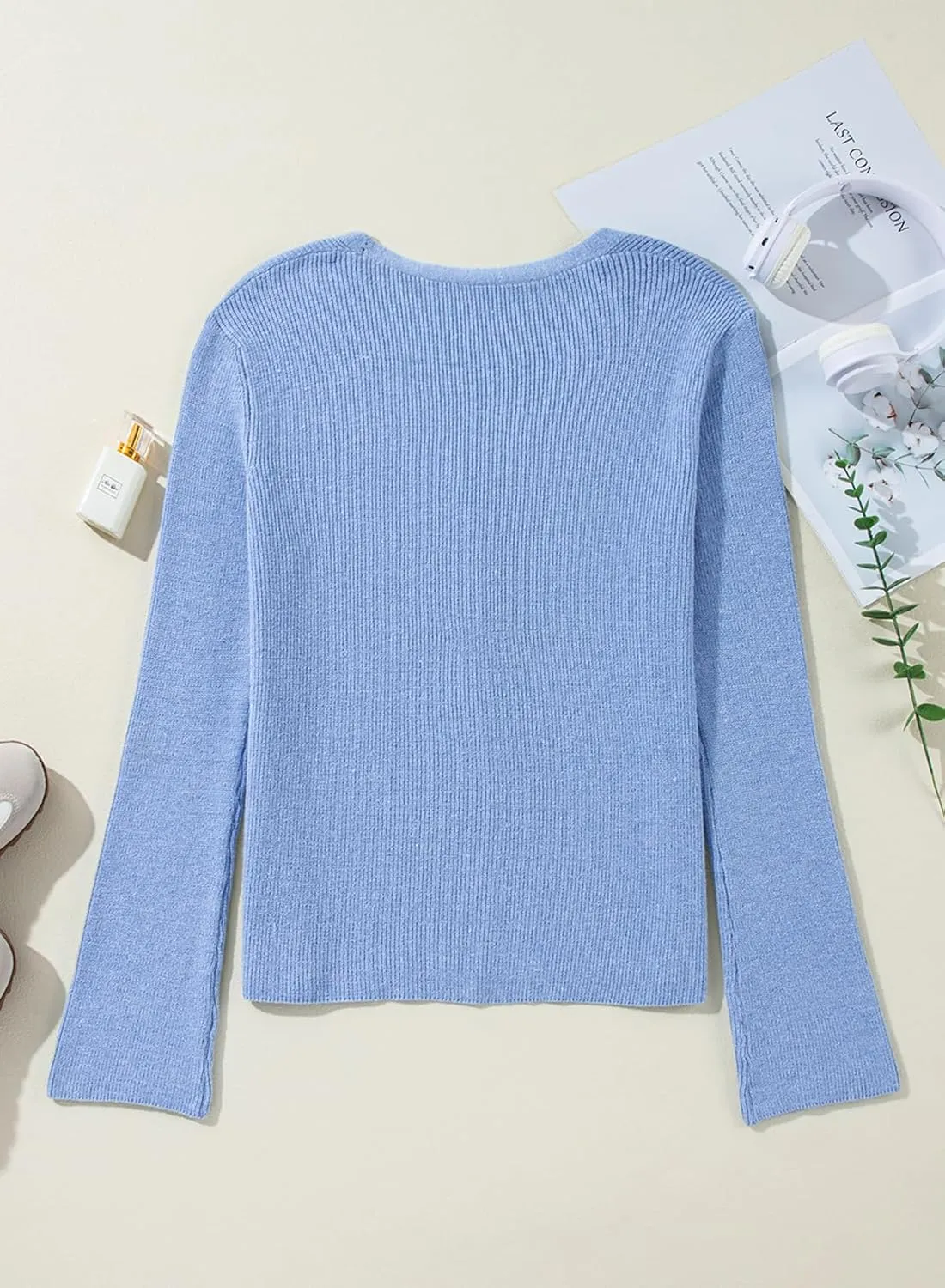 Sidefeel Womens Cardigan Sweaters V Neck Button Long Sleeve Knit Oversized Cardigans
