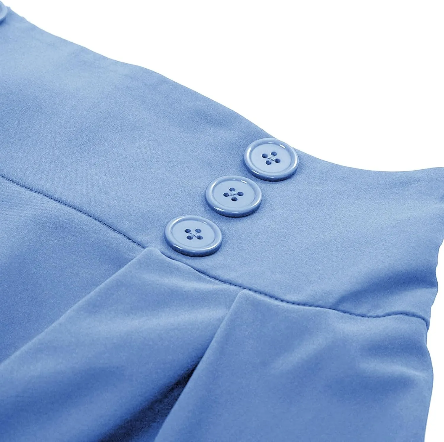Skirts for Women 2024 Loose Hem Half Length Pleated Skirt Elastic Waist Flowy a Line Long Skirts with Buttons