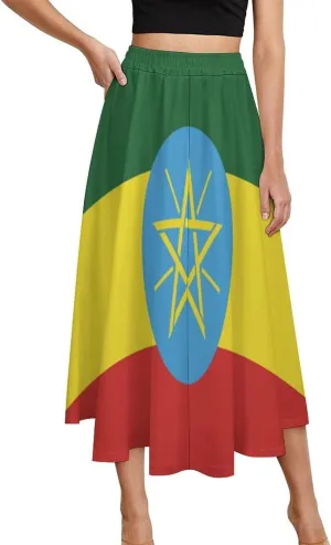 Skirts for Womens France National Flag Summer Comfy Dress Casual High Waist Holiday Long Skirts