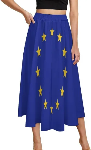 Skirts for Womens France National Flag Summer Comfy Dress Casual High Waist Holiday Long Skirts
