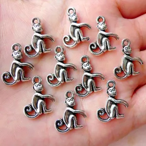 Small Monkey Charms Animal Charm (10pcs / 14mm x 16mm / Tibetan Silver / 2 Sided) Dust Plug charm Wine Glass Charm Bangle Anklet CHM1207
